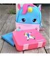 Nohoo Unicorn Bag + Bento Lunch Box-Pink